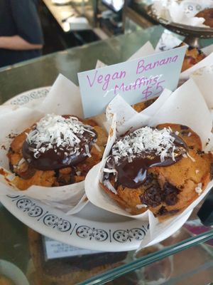 Banana choc chip muffin $5.00: moist and soft at Green Refectory in Brunswick