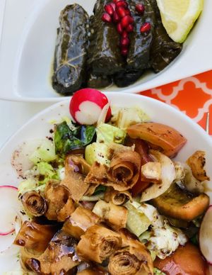 Fatoush and vine leaves   at Mish Mish in Alicante