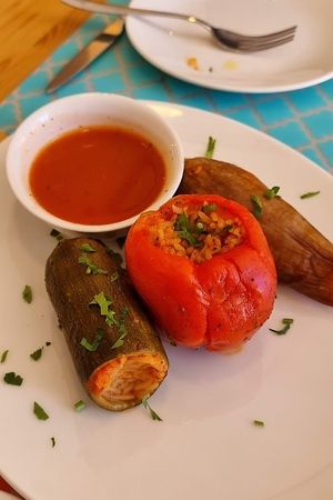 Mixed vegetables stuffed with rice at Mish Mish in Alicante