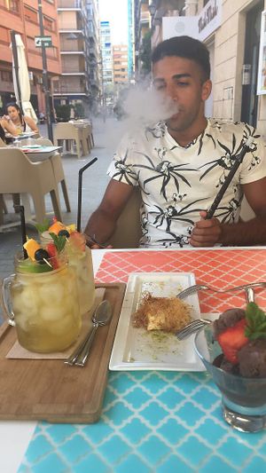 Iced tea and shisha at Mish Mish in Alicante