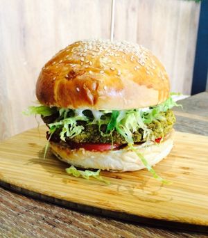 Get Veg'd consists of our home made veg pattie, fresh ingredients wrapped up in a fresh brioche bun. So good! at Herbivore Eatery in South Yarra