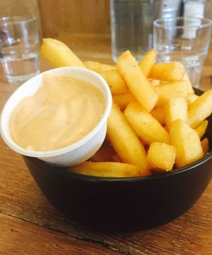 Chips and chili mayo at Herbivore Eatery in South Yarra