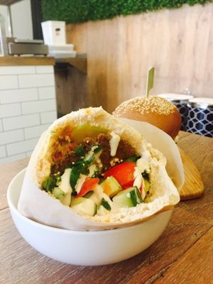 Middle Eastern Full Falafel pocket at Herbivore Eatery in South Yarra