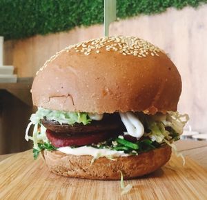 Funguy burger at Herbivore Eatery in South Yarra