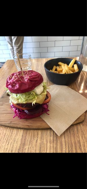 Beet burger  at Herbivore Eatery in South Yarra