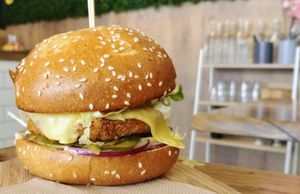 Chick-un burger  at Herbivore Eatery in South Yarra