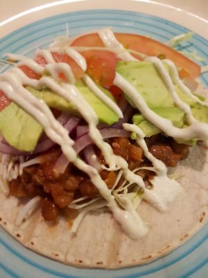 Lentil tacos with house made cashew sour cream. at Pura Vegan in Tamarindo