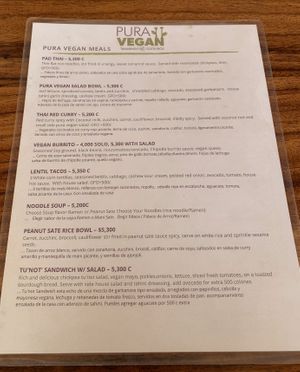 Menu! at Pura Vegan in Tamarindo