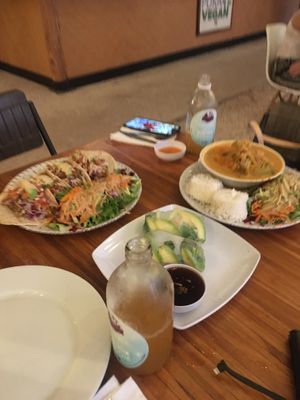 We ordered a lot. Spectacular and enormous summer rolls. Tacos good but fall apart  at Pura Vegan in Tamarindo