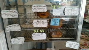 The pie cabinet at Nicoletta's Cake Boutique in Wellington