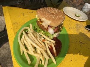 Hamburguesa de garbanzos   at Veganisimo Loncheria in Mexico City
