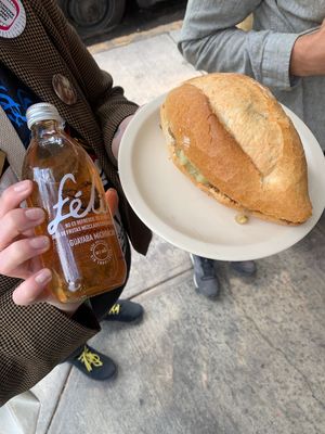 Torta de chicharrón   at Veganisimo Loncheria in Mexico City