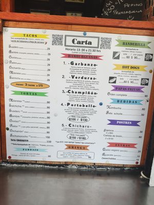 Menú at Veganisimo Loncheria in Mexico City