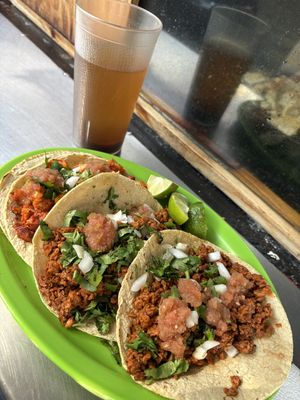 3 tacos + agua del día   at Veganisimo Loncheria in Mexico City