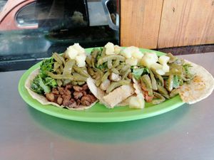 Taco de suadero/Milanesa/Salchicha at Veganisimo Loncheria in Mexico City