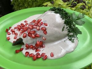 Chile en Nogada libre de crueldad !!! Megarico at Veganisimo Loncheria in Mexico City