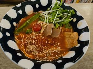 "Spicy" tomato ramen at Saborami in Okinawa
