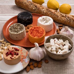 Our main line of vegan cheese and joie gras !! at Jay & Joy in Paris