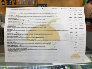 The menu at Semi di Sesamo in Aosta