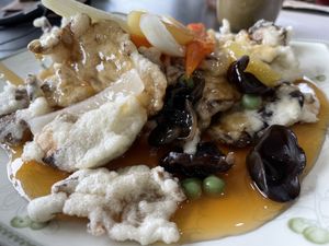 Fried mushrooms with sweet sour sauce at HaGoong - 하궁 in Seoul