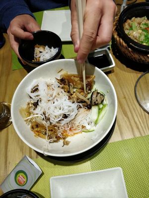 (slightly demolished) vegan spring rolls at Wrap and Roll in Hanoi