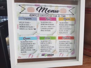 Lunch menu at Veganza Emporio in Salvador