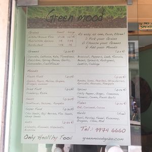 Green Mood Menu Sun June 19th 2017 at GreenMood in Victoria