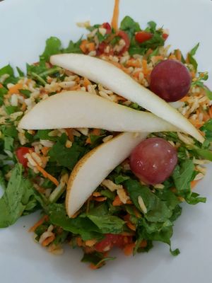Rice or brown rice, pear, cherry tomato, rocket salad...  at GreenMood in Victoria