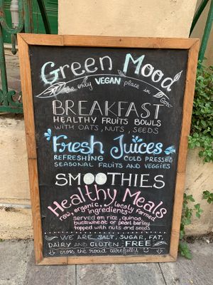 Sign advertising the restaurant  at GreenMood in Victoria