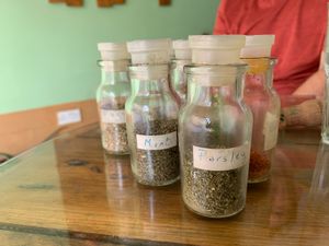 Seasonings available to add to your dish  at GreenMood in Victoria