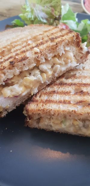 Cheese/Chickpea melt. Very nice. at Cascara in Bath