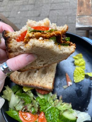 The vegan BLT made with smoked tempeh.  at Cascara in Bath