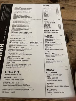 Menu as of 31 July 2023  at Cascara in Bath