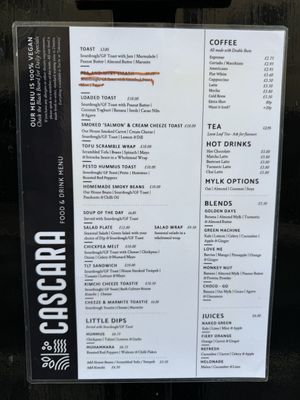 Menu  at Cascara in Bath