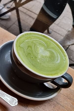 Matcha latte (with soya milk) at Cascara in Bath