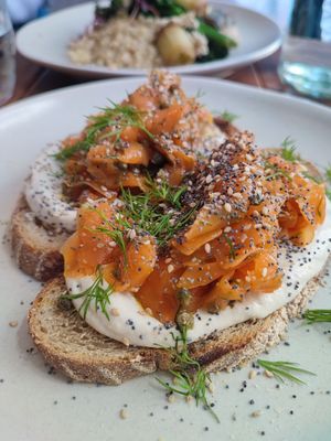 Cheese and salmon toast at Cascara in Bath
