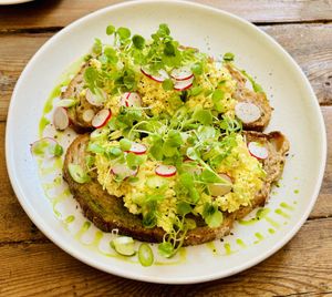 Scrambled tofu   at Cascara in Bath