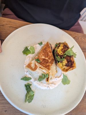 Breakfast burrito & scrambled tofu at Cascara in Bath