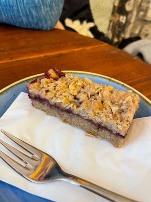 Apple and blackcurrant crumble at Cascara in Bath