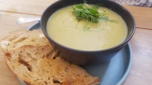 Potato and leek soup at Cascara in Bath