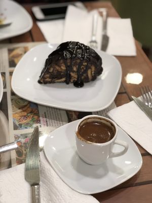 Vegan cake and Turkish coffee at Vegan Istanbul in Istanbul