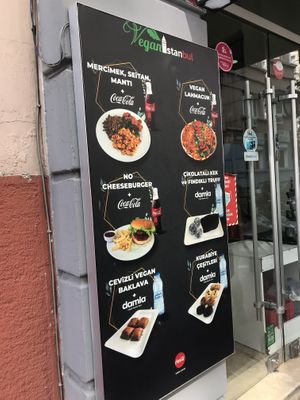 The outside menu but they have a lot more inside  at Vegan Istanbul in Istanbul