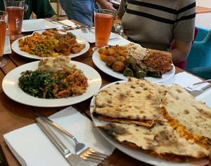 Family style plates  at Vegan Istanbul in Istanbul