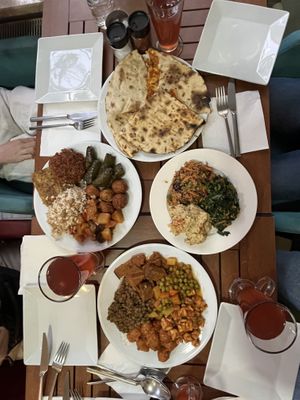 some of everything + lahmacun  at Vegan Istanbul in Istanbul