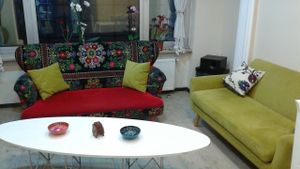 Additional seating up in the market section.  at Vegan Istanbul in Istanbul