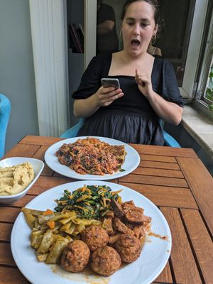 Two platters of 4 options 😋 at Vegan Istanbul in Istanbul