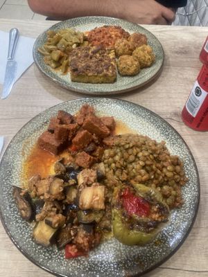 Mixed, buffet-style dishess  at Vegan Istanbul in Istanbul
