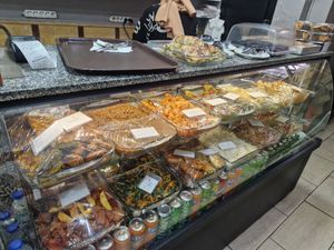 The display cabinet, all labelled although it hadn't been the night before, but the lady went through all the choices. at Vegan Istanbul in Istanbul