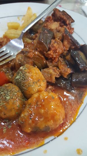 Berejena y albondigas de soya at Vegan Istanbul in Istanbul