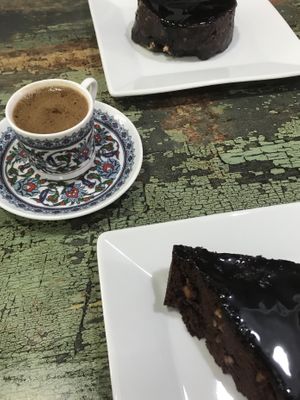 Coffee , brownie & mosaic cake  at Vegan Istanbul in Istanbul
